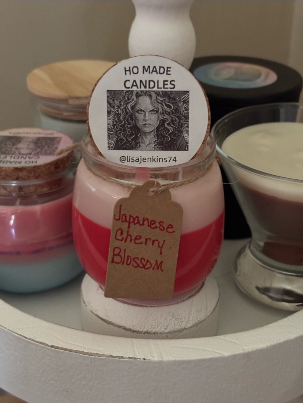 Japanese Cherry Blossom Scented Jar Candle - Pink/Red